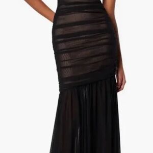 Elliatt Black One-Shoulder Mesh Gown